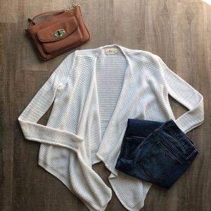 White open front knit sweater